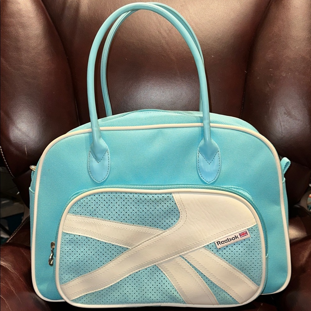 Reebok Sports Bag Aqua Blue with White Accents